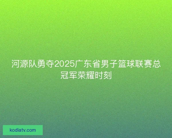 河源队勇夺2025广东省男子篮球联赛总冠军荣耀时刻